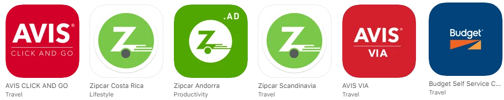 Rent Centric Mobile Apps for Avis Zipcar Hertz abd Budget